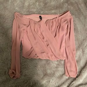 Pink Off-The Shoulder Crop Top